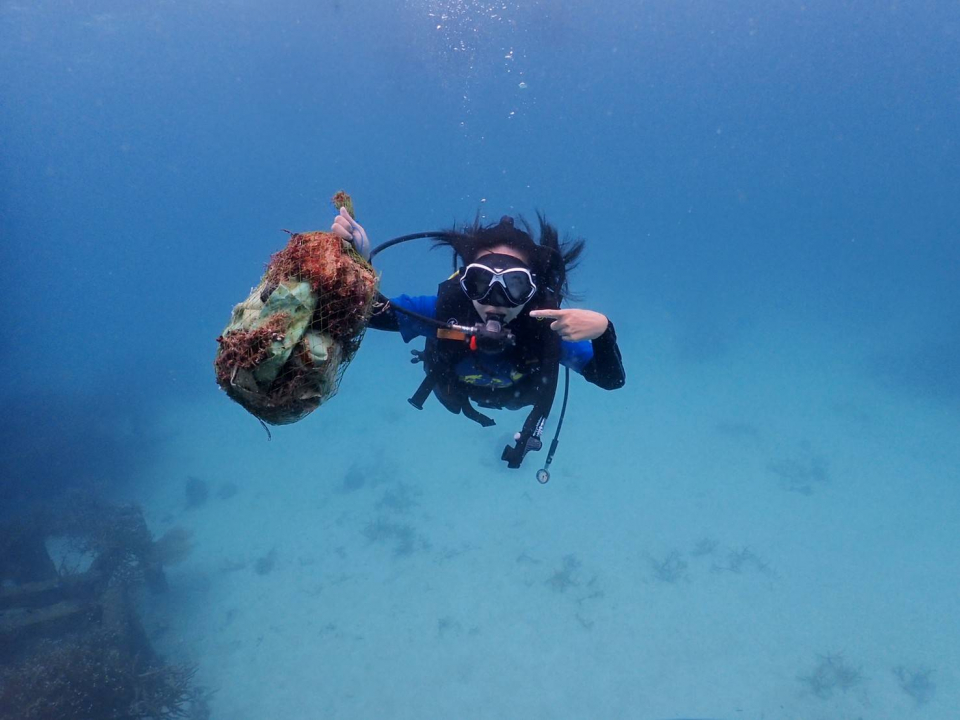 เก็บขยะใต้ทะเลฟื้นฟูระบบนิเวศทางทะเลในแนวปะการังเกาะเต่า